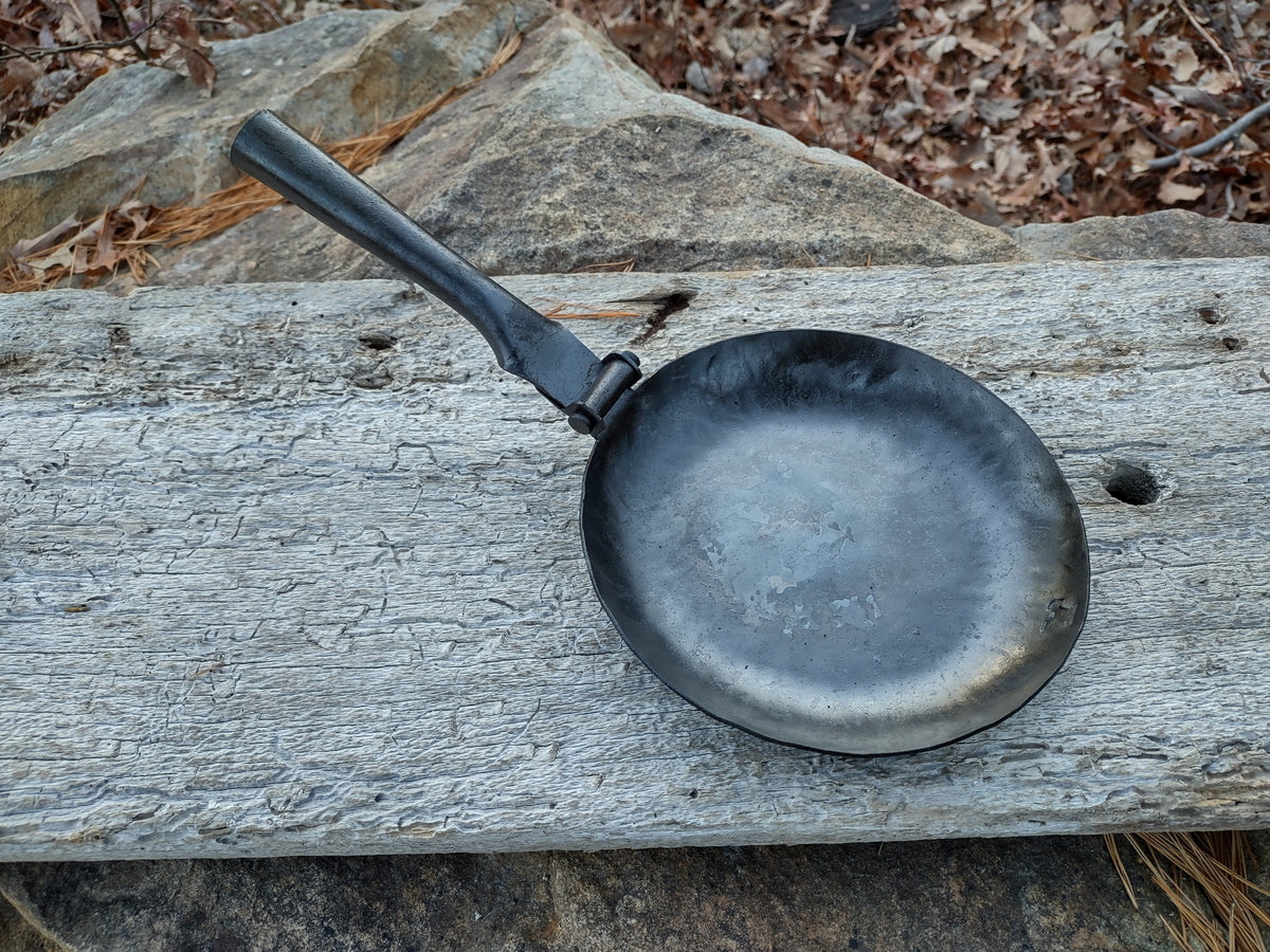 Hand Forged Iron Folding Pan - Portable Camping Accessory - MedieWorld