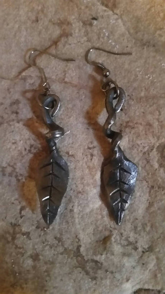 Forged leaf necklace and earing set
