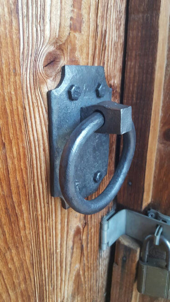 Hand forged ring door handle, knob
