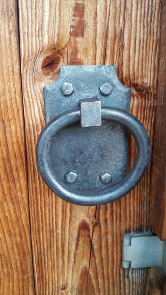Hand forged ring door handle, knob