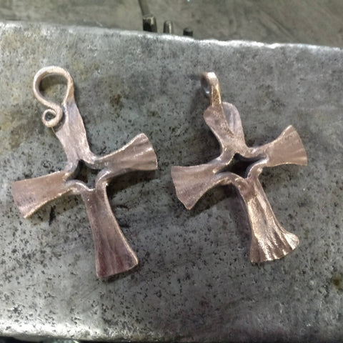 Forged Copper Cross Pendant