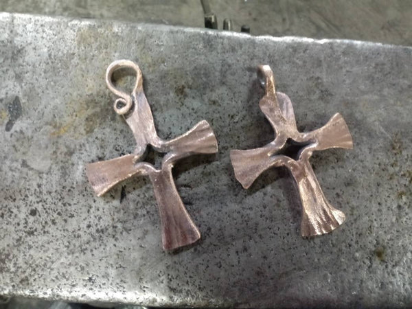 Forged Copper Cross Pendant
